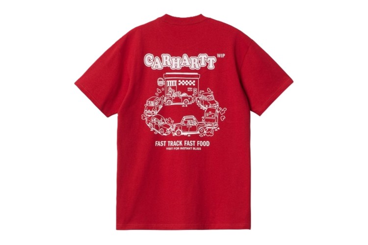 Carhartt WIP S/S Fast Food T-Shirt - Samba/White