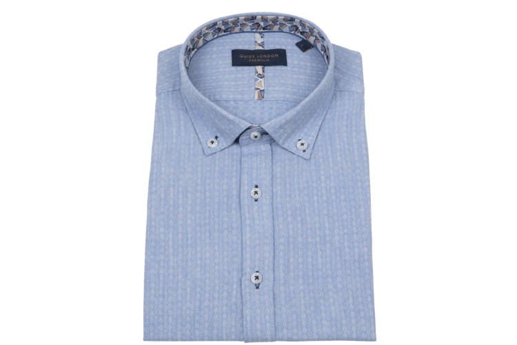 Guide London HS2749 S/S Cotton Linen Blend Shirt - Sky